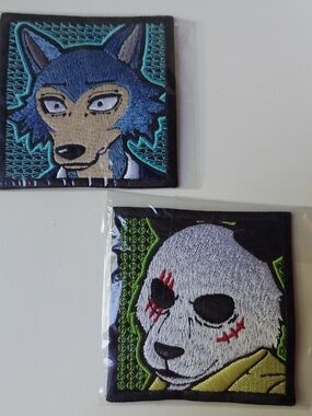 Beastars Anime Manga Blue Wolf and White Panda Embroidered Accessory Patch Set